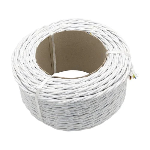 Tvinnad Textilkabel Vit 3-ledad 0,75kvm