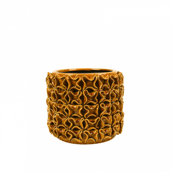 Kruka blomster gul 16,5x14H cm