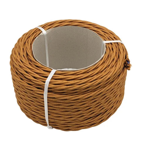 Tvinnad Textilkabel Engelsk Guld 3-ledad 0,75kvm