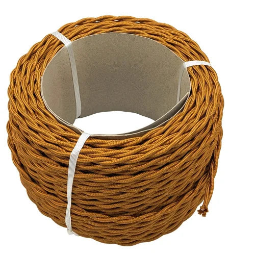 Tvinnad Textilkabel Engelsk Guld 2-ledad 0,75kvm